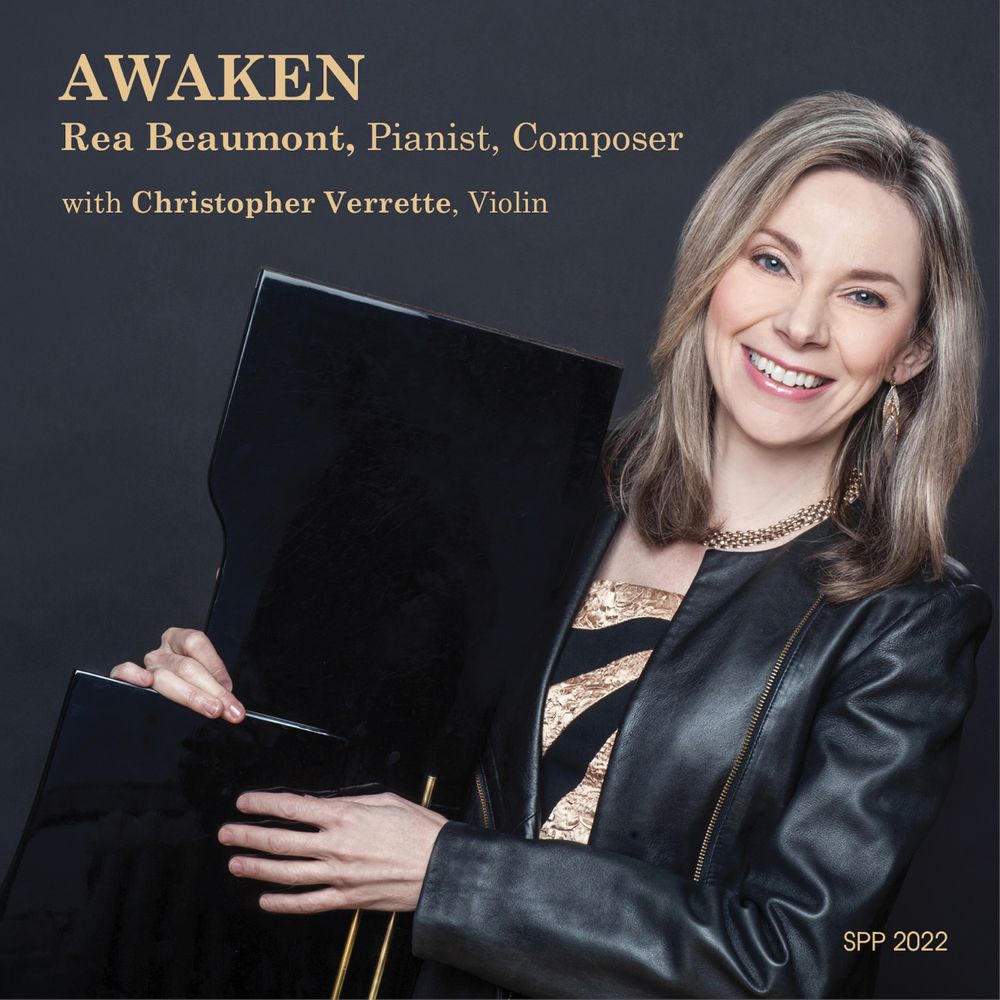 Awaken album cover Rea Beaumont pianist, composer with Christopher Verrette violin