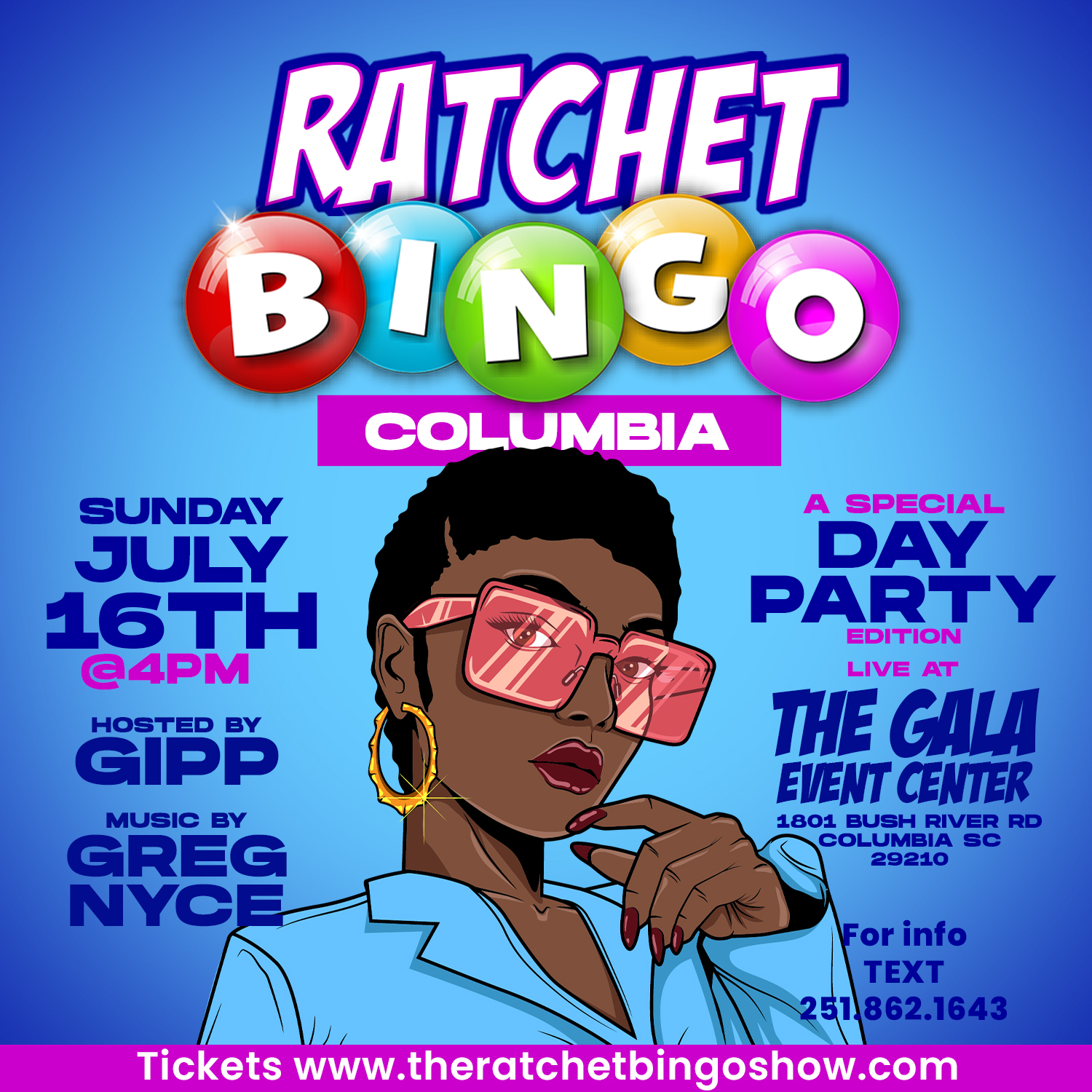 Ratchet Bingo Columbia Day Party Edition The Gala Event Center Jul 16, 2023, 400PM