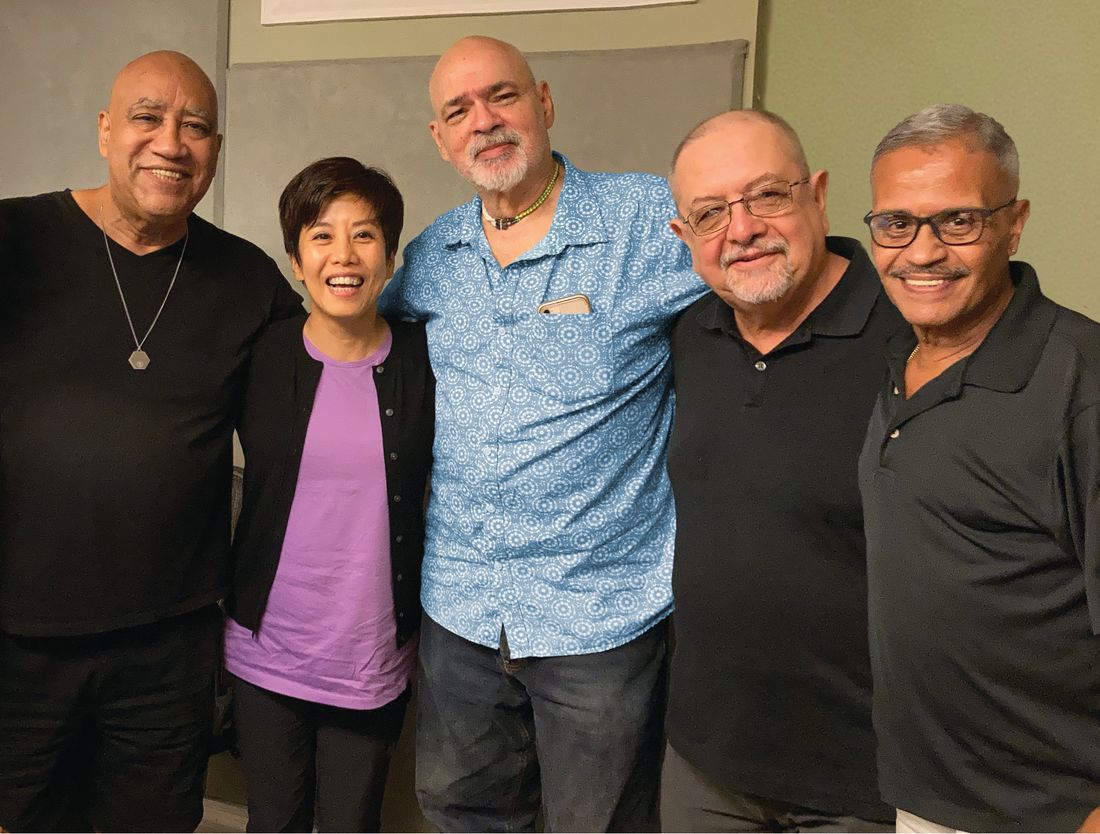 The New Drumpoets: Paz Villaronga, Yasuyo Kimura, Louis Bauzó, Victor Rendón, and Wilson "Chembo" Corniel.
