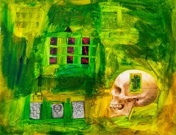 Green Skull - mixed media on canvas, 18 x 24 in

