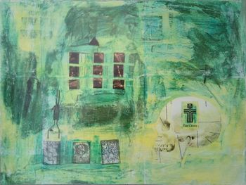 Green Skull - mixed media on canvas, 18 x 24 in
