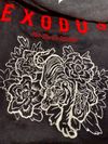 Exodus PDCM Embroidered Flower Tiger Track Acid Wash Hoodie Black