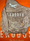 Exodus PDCM Embroidered Flower Tiger Track Acid Wash Hoodie Stone