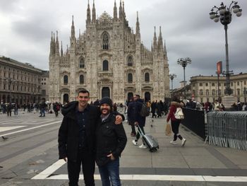 Zakea and Kehan at the Duomo, 2 blocks away from their screening of 'Ink and Gold'
