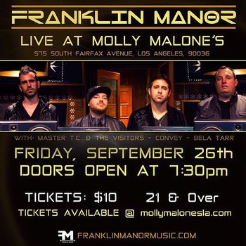 Flyer anunciando una de mis actuaciones con Franklin Manor, con Ra Díaz (Korn, Suicidal Tendencies) al bajo (2014).
