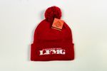 Red LFMG Beanie With Pom