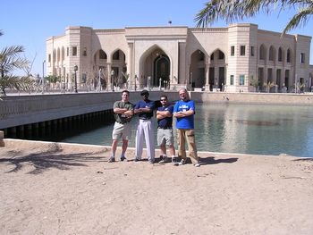 Camp Victory, Iraq in front of Saddam Hussein's Al Faw palace.
