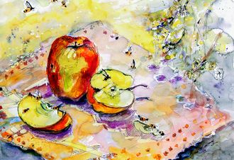 Apples of Provence Watercolors Still Life Painting