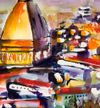 SOLD Turin Italy Panorama Original Watercolors & Ink Painting