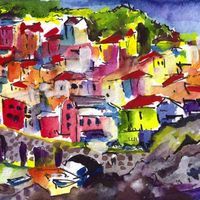 Manarola Watercolor Free Art Download