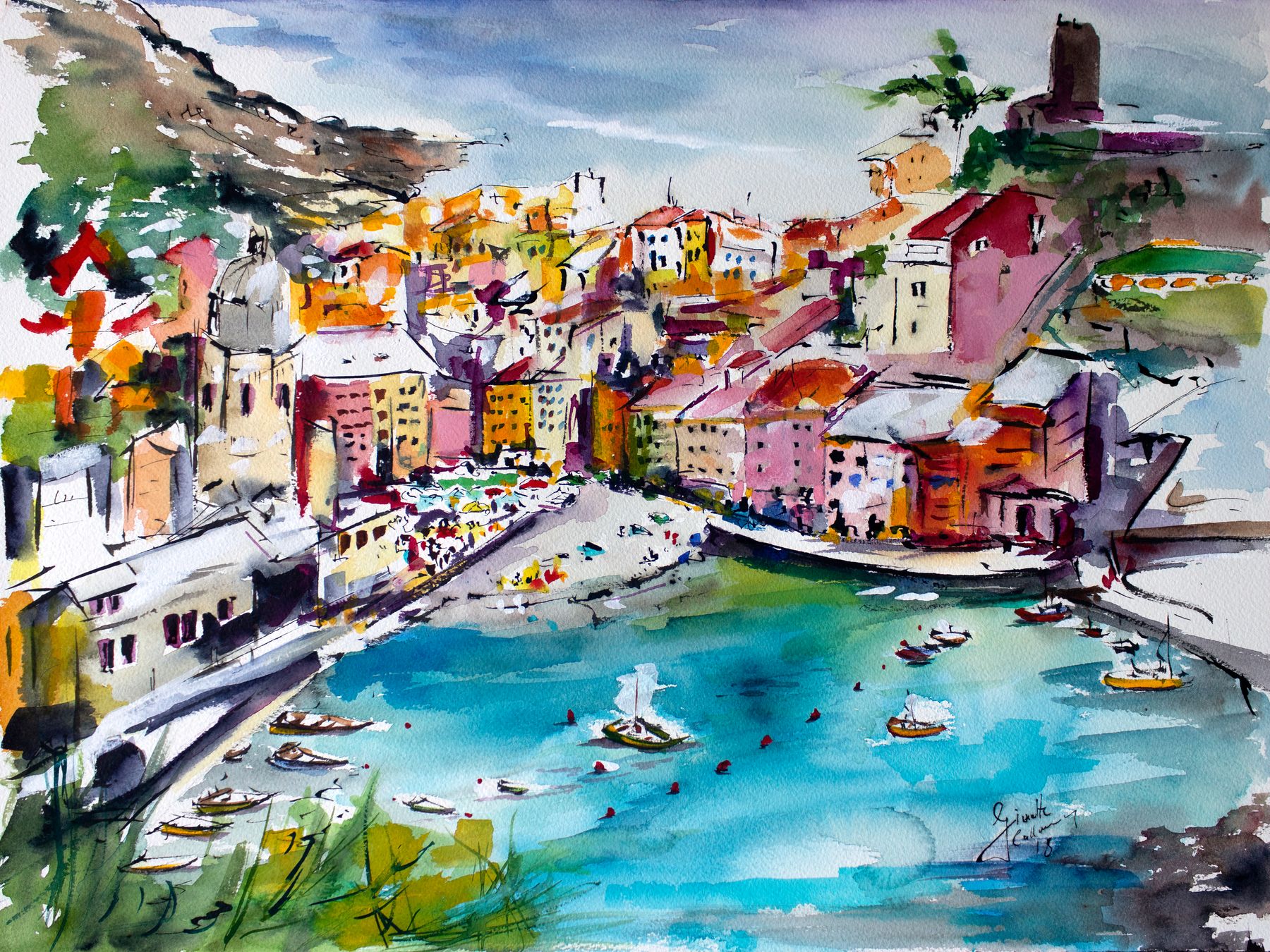 GUIDO BORELLI, Oil Painting on Silver Plate, Italian