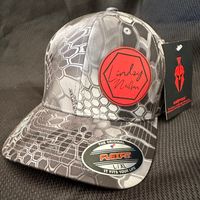 Grey Kryptek FlexFit Hat w/ Red Patch