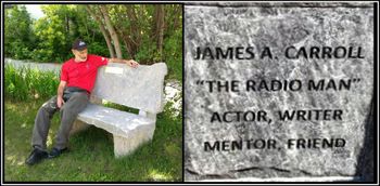 Shauna Leigh Taylor and Jamie Oppenheimer commissioned a local stone mason to make a bench they donated to the grass area beside Hunters Bay Radio. They also had a brick wall erected for the outdoor stage at River Mill Park in Huntsville.  In memory of James Carroll.
