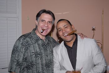 George Lamond and Charlie enjoying a cigar.
