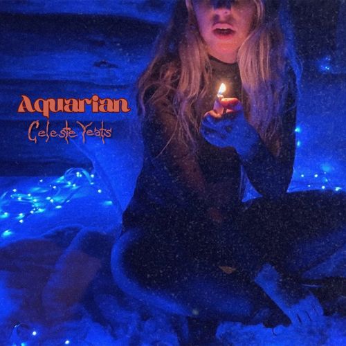 aquarian single by celeste yeats indie folk midwest artists blue witchy portrait with flame cottagecore music