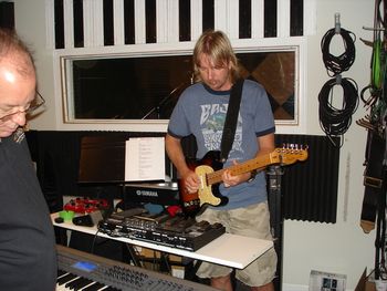 Wendell Cox tuning up to record guitar tracks for "If The Devil Brought You Roses"
