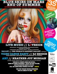Blue Skies On Mars End of Summer Party - Intergalactic New Wave & Goth Video Dance Party - Art & LIVE Rock - LOVESICK