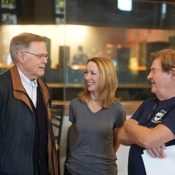 Ray Clawson (Netcom Music), Laura Pursell and Paul Leim (drummer) at Ocean Way Studio, Nashville.
