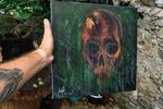 Rusted Melting Skull Acrylic Painting