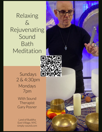 Simply Sound Bath Meditation Monday Evening with Certified Sound Therapist Gary Posner