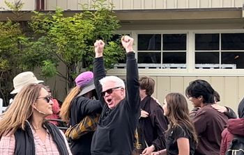Winning moment. Grandpa Mike was super excited!

