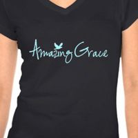 WOMEN’S AMAZING GRACE DARK GREY V NECK TEE