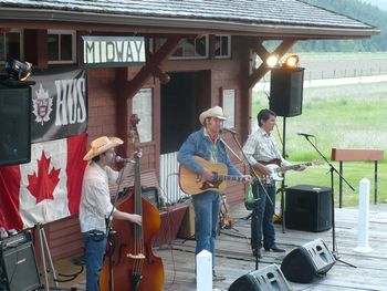 On the railway station platform at Midway, BC - Mile "0" of the historic Kettle Valley Railway
