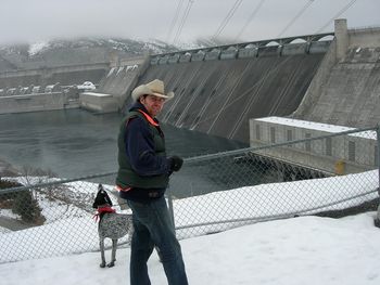 Tim and Cobalt at the Grand Coulee Dam, Columbia River
