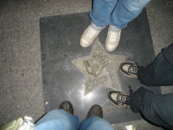 The handprint of Johnny Cash embedded in the sidewalk
