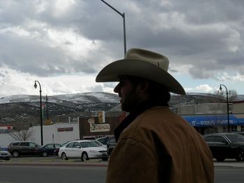 Canadiana cowboy walking the streets of Elko, Nevada

