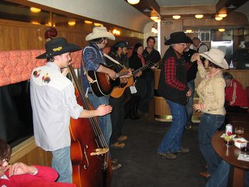 Singin' songs and two-steppin' aboard the train to Whistler
