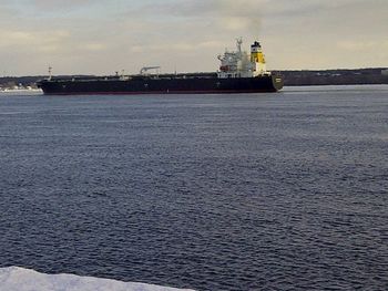 Freighter on the Saint Lawrence River
