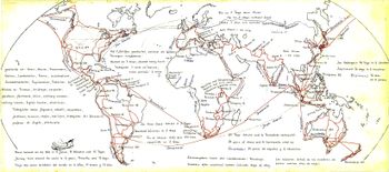 Hand-drawn map of some of Helmut's travels
