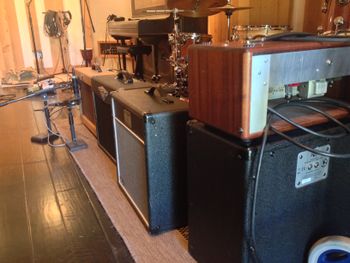 A wall of amps at Mini Horse Studio
