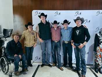Las Vegas, NV - W/ close rodeo friends after one of his multiple shows during the Wrangler National Finals Rodeo (NFR) - 2022
