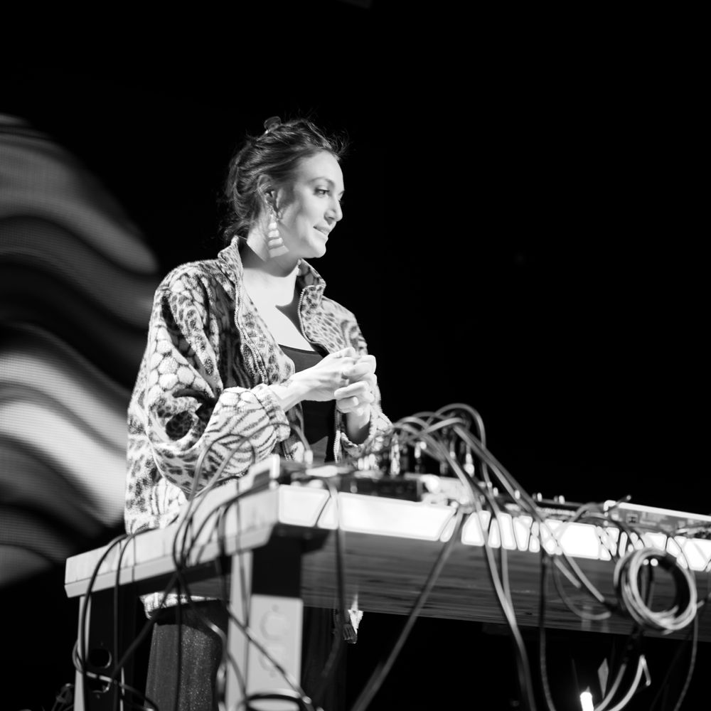 Vancouver-based electronic musician and performer Lunr Girl playing a live show at Emily Carr University