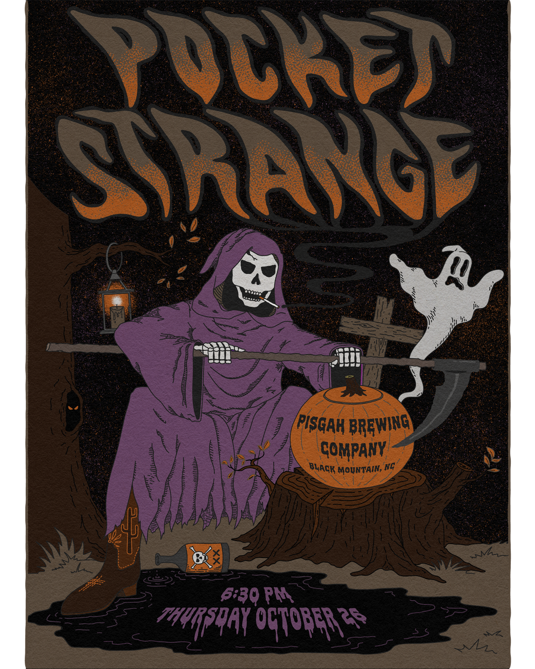 October 26, 2023. Pocket Strange at Pisgah Brewing Company in Black Mountain, NC. Halloween Show.
