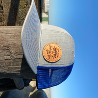 skull logo heather/blue hat