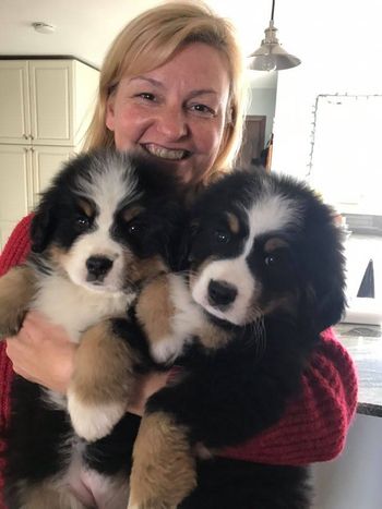 Mitzi and Mari and Me, pups are 9 weeks
