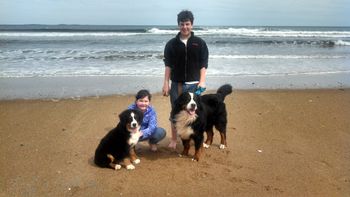 At the beach with Uncle Camden, Meg & Tyler
