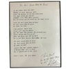 Handwritten lyrics, framed