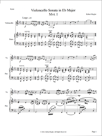 Preview of Violoncello Sonata in Eb Major by Robert Rogler