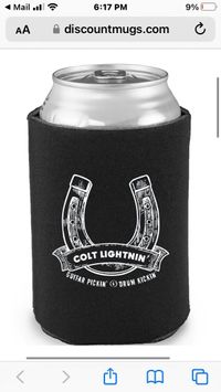 Colt Lightnin' koozie