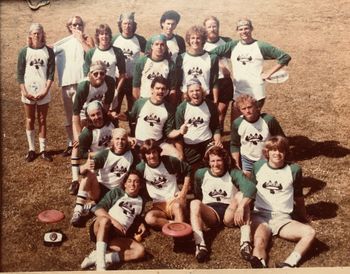 Team Captain, Boulder Ultimate Frisbee Team Santa Barbara California   I am back row in bandana just a youngster
