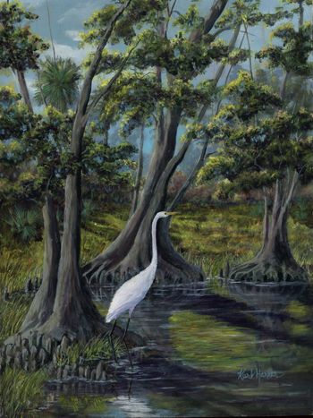 Egret in the Cypress Swamp...
Acrylic on Board  18" x 24"
