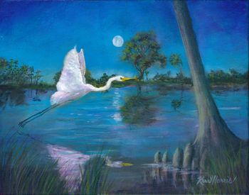 Egret on Lake Concord...
Acrylic on Canvas  14" x 11"
