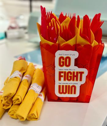 IMAGE CREDIT: Gina Crosley-Corcoran, Burning Red

ART CREDIT:  "Go, Fight, Win" logo by ODonnellOriginals (Etsy)
