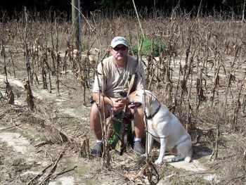 Wally and "Duchess" on a dove hunt at the Diamond E Farm.
