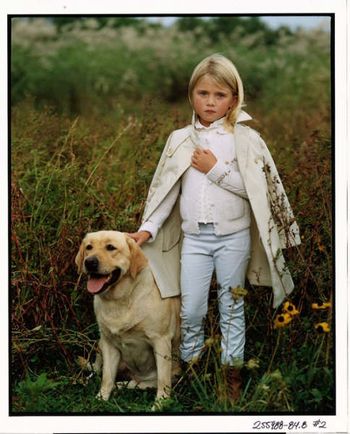 This is our "Grace's" mom. Her name is HR Rhumbline's Topsail "Schooner" MH, CC . She is shown here working on her "side job" as a model for the Ralph Lauren Company. She is featured in several of their ads.
