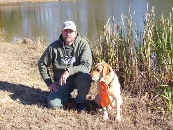 Wally and "Thorne" just after "Thorne" was awarded his AKC Master Hunter Title.
